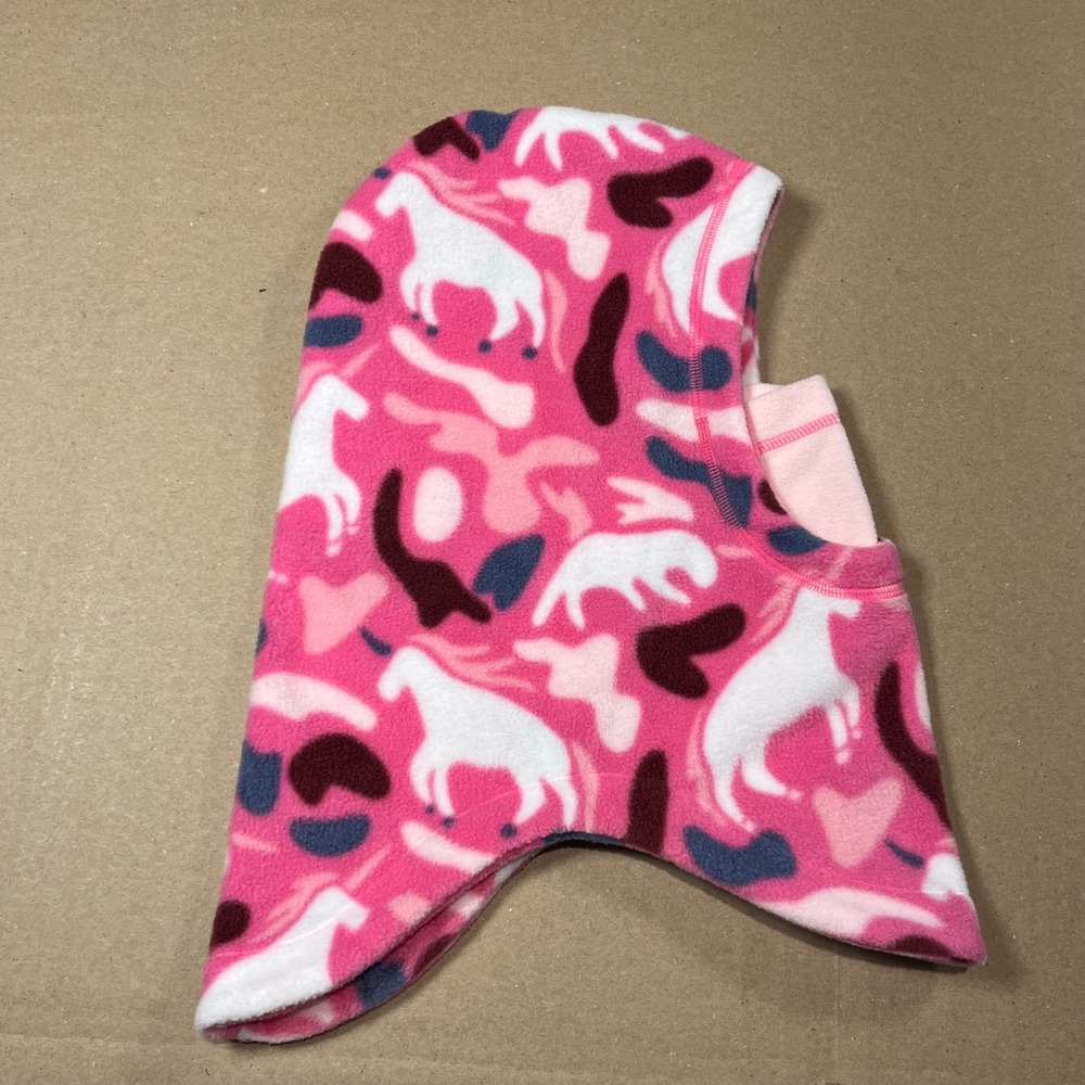 Columbia Kids Pink Unicorn Camo Fleece Balaclava Winter Hood Face Mask - Picture 2 of 5